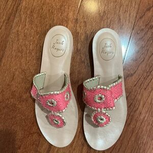 Jack Rogers Pink  and gold Jack Demi Wedge sandals size 7.5